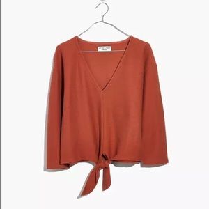Madewell burnt Orange tie front top